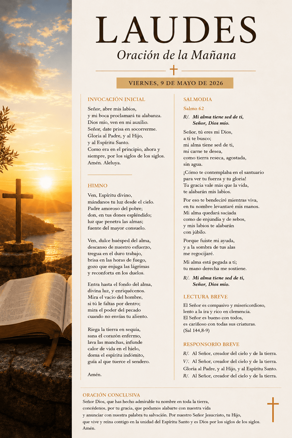 Laudes del 9 de mayo - Oración de la mañana