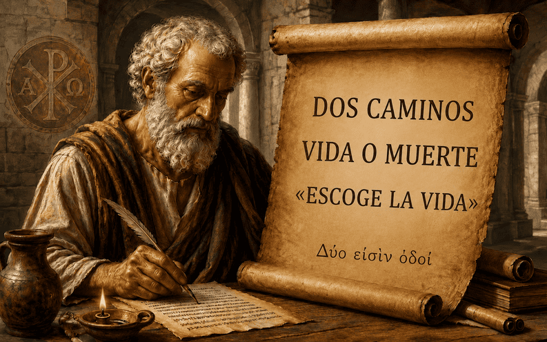 Dos caminos: vida o muerte. Δύο εἰσὶν ὁδοί «Escoge la vida»
