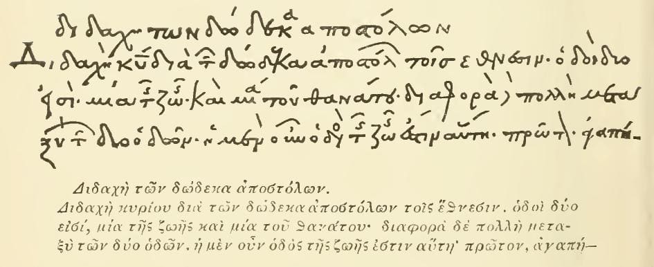 Fragmento antiguo del texto griego de la Didaché